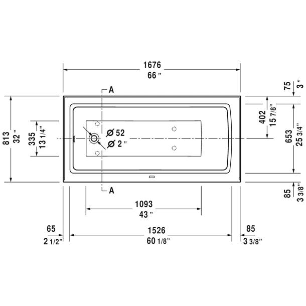 Duravit Architec 60" x 30" Alcove Soaking Acrylic Bathtub & Reviews